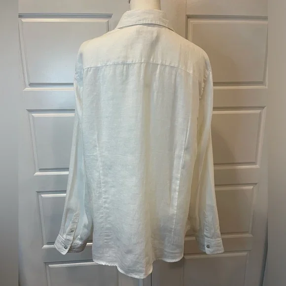 Orvis 100% Linen Women's Everyday Boyfriend Button Down Size XL White - Picture 3 of 10
